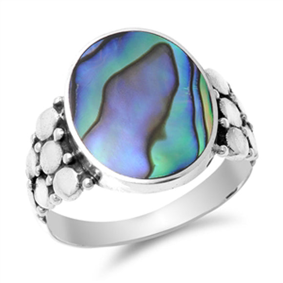 Women's Stunning Abalone Classic Ring New .925 Sterling Silver Band Sizes 6-9