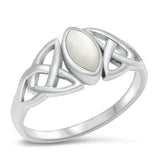 Celtic Knot Mother of Pearl Promise Ring .925 Sterling Silver Band Sizes 4-10
