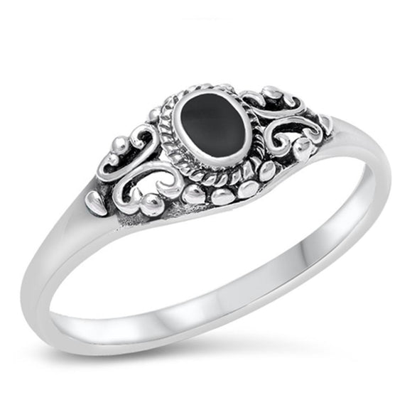 Women's Vintage Design Black Onyx Ring New .925 Sterling Silver Band Sizes 4-10