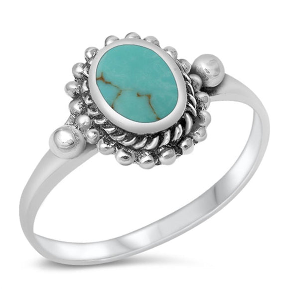 Women's Nugget Turquoise Cute Ring New .925 Sterling Silver Band Sizes 4-10