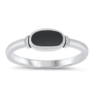 Women's Simple Black Onyx Unique Ring New .925 Sterling Silver Band Sizes 4-10