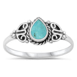 Vintage Celtic Turquoise Fashion Ring New .925 Sterling Silver Band Sizes 3-13