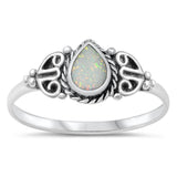 Tear Drop White Lab Opal Wholesale Ring New .925 Sterling Silver Band Sizes 4-10