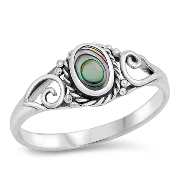 Bali Swirl Abalone Unique Ring New .925 Sterling Silver Band Sizes 5-10