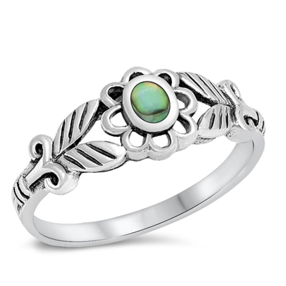 Greek Flower Abalone Beautiful Ring New .925 Sterling Silver Band Sizes 4-10