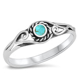 Bali Swirl Turquoise Cute Ring New .925 Sterling Silver Band Sizes 4-8