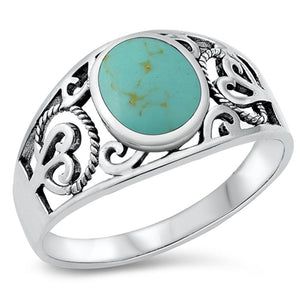 Wide Turquoise Filigree Bali Rope Ring New .925 Sterling Silver Band Sizes 5-10