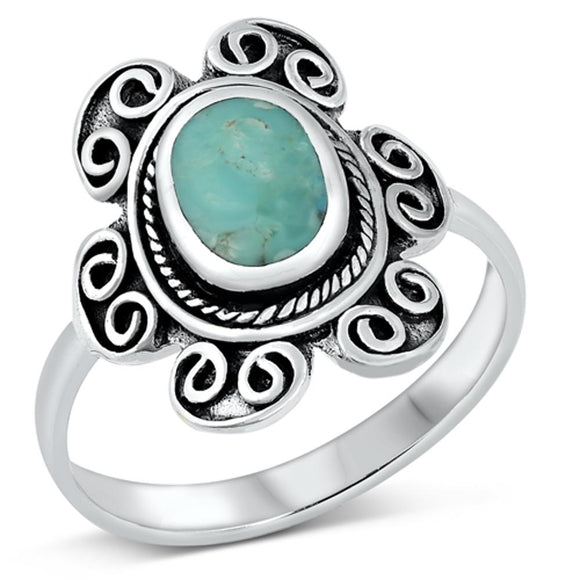 Bali Sun Turquoise Beautiful Boho Ring New .925 Sterling Silver Band Sizes 6-13