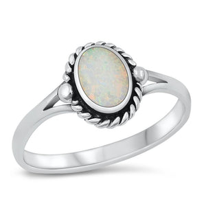 Sterling Silver White Lab Opal Ring