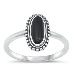 Sterling Silver Black Onyx Bali Ring
