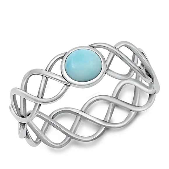 Sterling Silver Larimar Criss Cross Ring