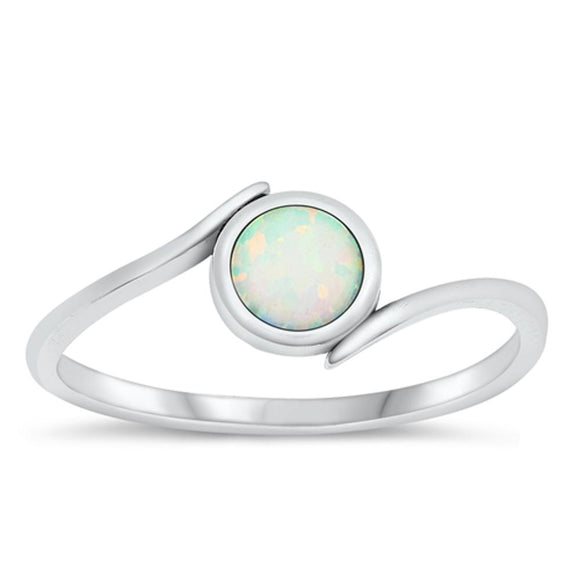 Sterling Silver White Lab Opal Ring