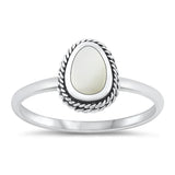 Sterling Silver Mother of Pearl Bali Ring