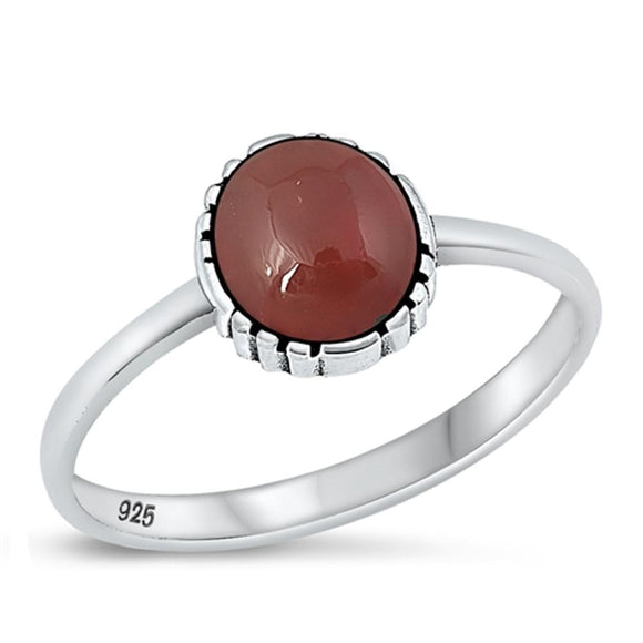 Sterling Silver Oval Red Agate Ring
