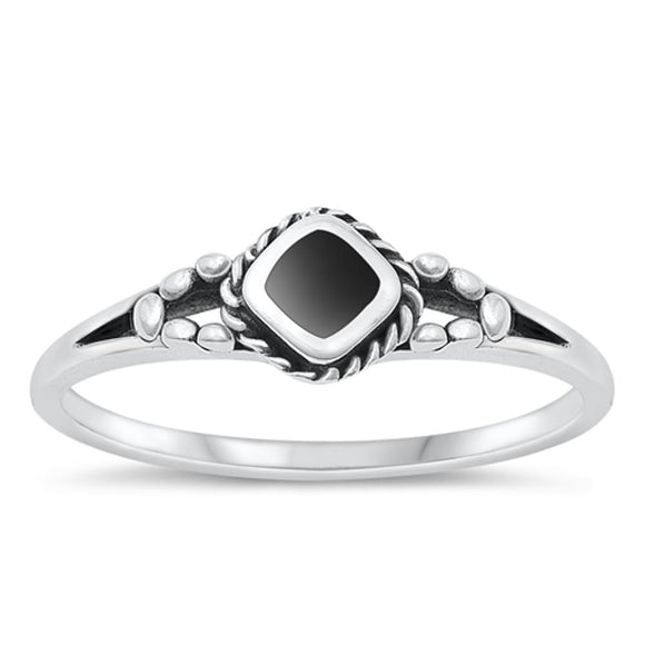 Sterling Silver Black Agate Ring