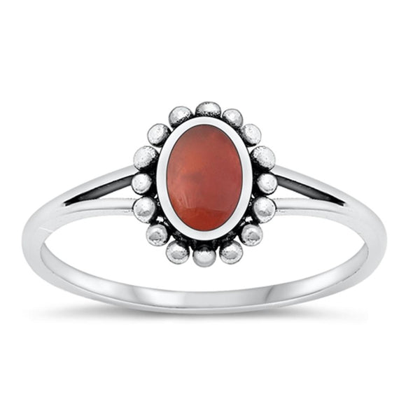 Sterling Silver Red Agate Ring