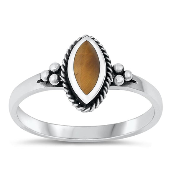 Sterling Silver Tiger Eye Bali Ring