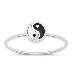 Sterling Silver Mother of Pearl Yin & Yang Ring