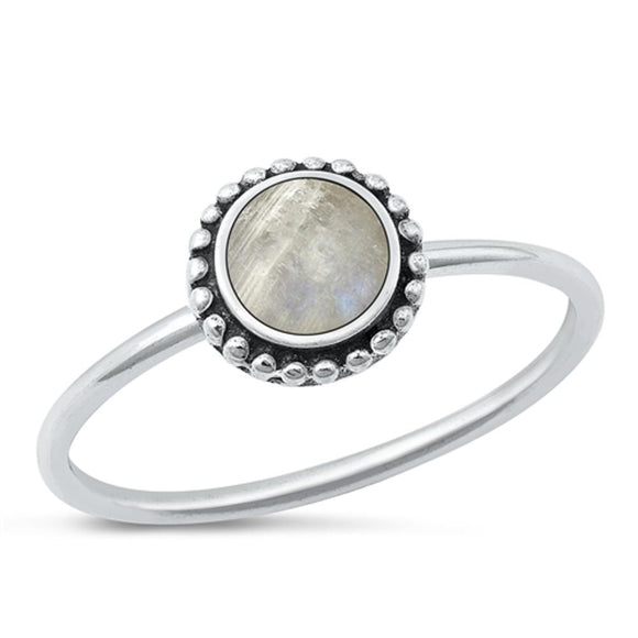 Sterling Silver Moonstone Flower Ring