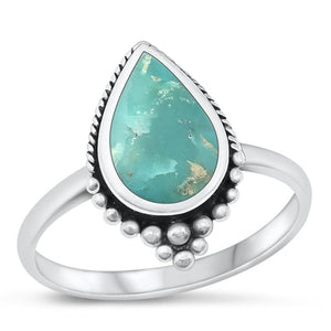 Sterling Silver Turquoise Bali Ring