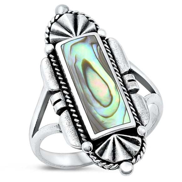 Sterling Silver Abalone Bali Ring