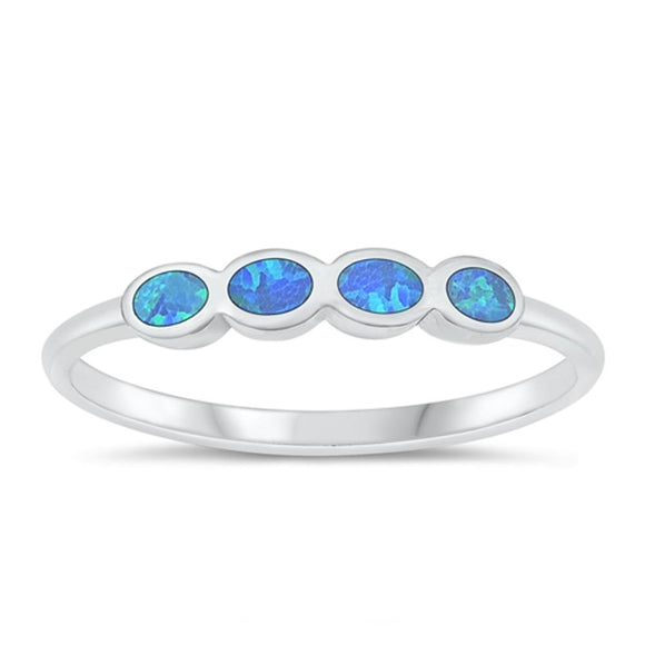 Sterling Silver Blue Lab Opal Ring