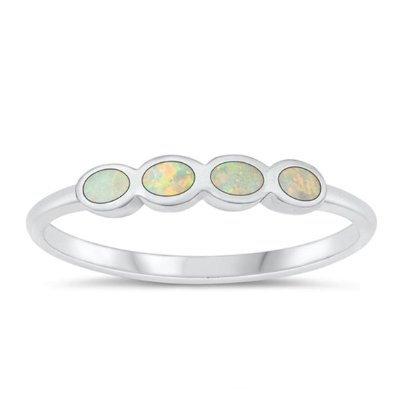 Sterling Silver White Lab Opal Ring