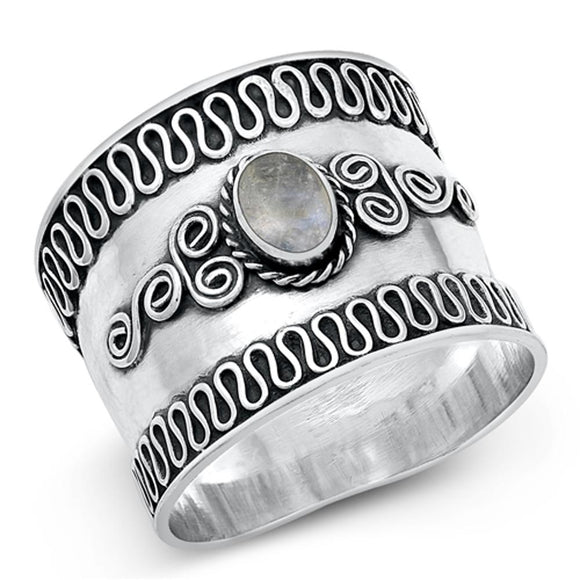 Sterling Silver Bali Moonstone Ring