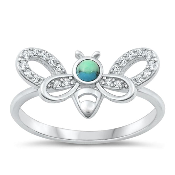 Sterling Silver Turquoise Honey Bee Ring