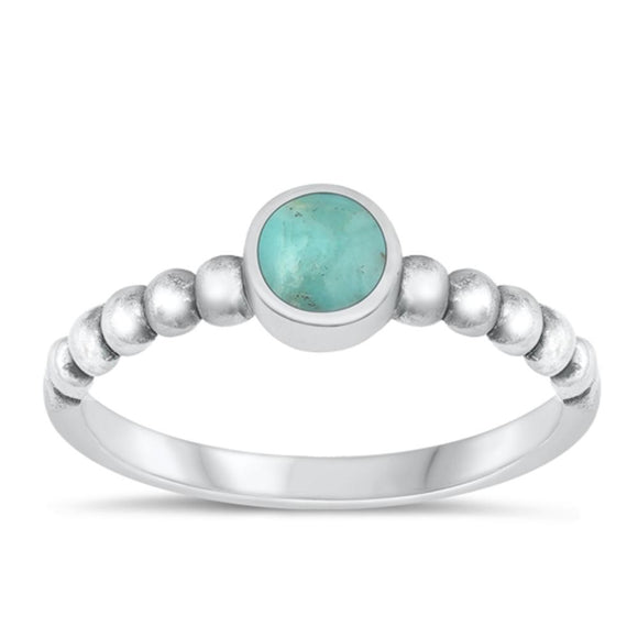 Sterling Silver Turquoise Round Ring