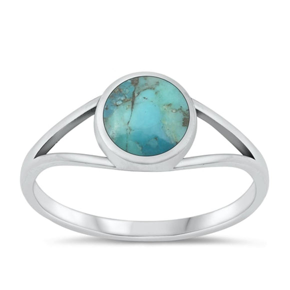 Sterling Silver Turquoise Round Ring