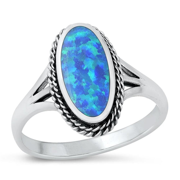 Sterling Silver Blue Lab Opal Ring