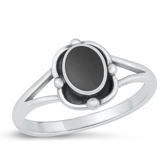 Sterling Silver Black Agate Ring