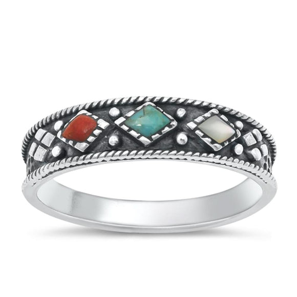 Sterling Silver Multi Stone Ring