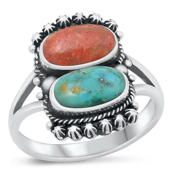 Sterling Silver Coral Cocktail Ring