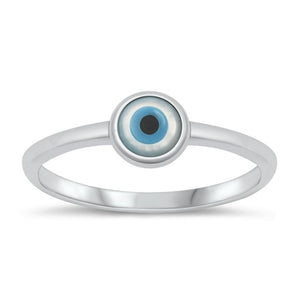 Sterling Silver Mother of Pearl Evil Eye Ring