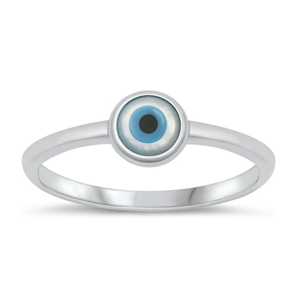 Sterling Silver Mother of Pearl Evil Eye Ring