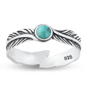 Sterling Silver Turquoise Feather Ring