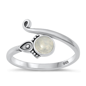 Sterling Silver Moonstone Bali Ring