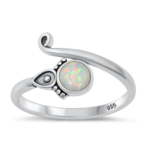 Sterling Silver White Lab Opal Ring