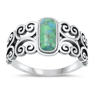 Sterling Silver Turquoise Swirl Ring