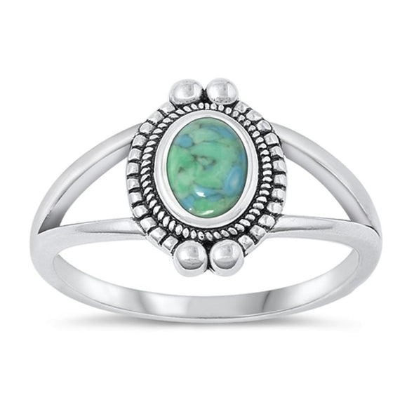 Sterling Silver Turquoise Bali Ring