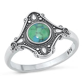Sterling Silver Turquoise Bali Ring