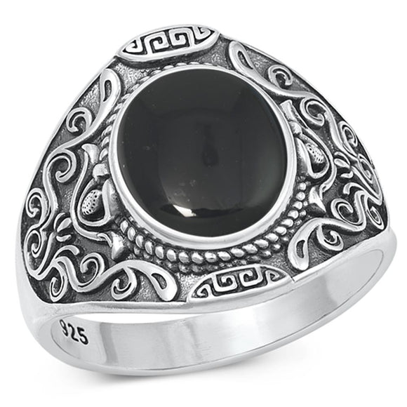 Sterling Silver Black Agate Cocktail Ring