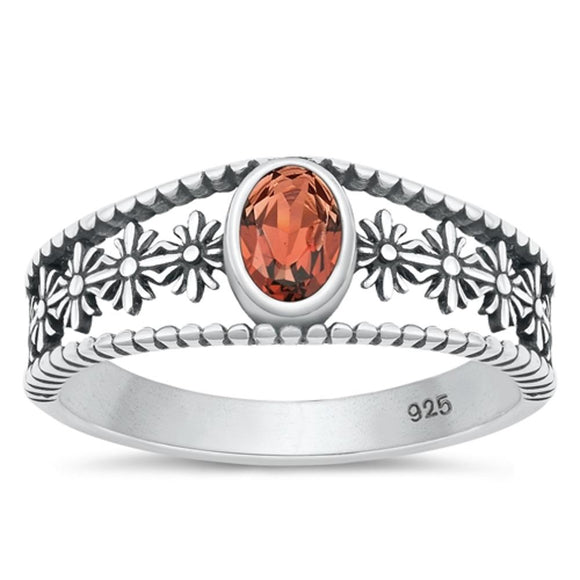 Sterling Silver Genuine Garnet Ring