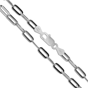 Paper Clip Flat 140 - 6.7mm - Sterling Silver Paper Clip Chain Necklace