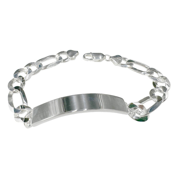 Figaro ID 220 - 10mm - Sterling Silver Flat Figaro ID Bracelet