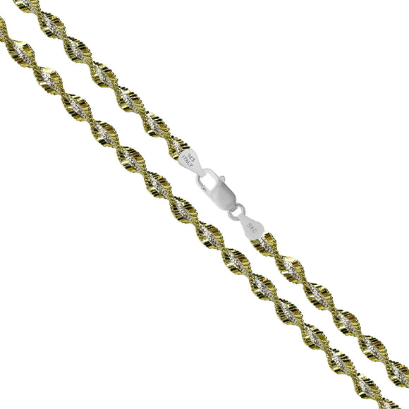 Herringbone 2 Tone Twist 040 - 3.9mm - Sterling Silver Chain Necklace