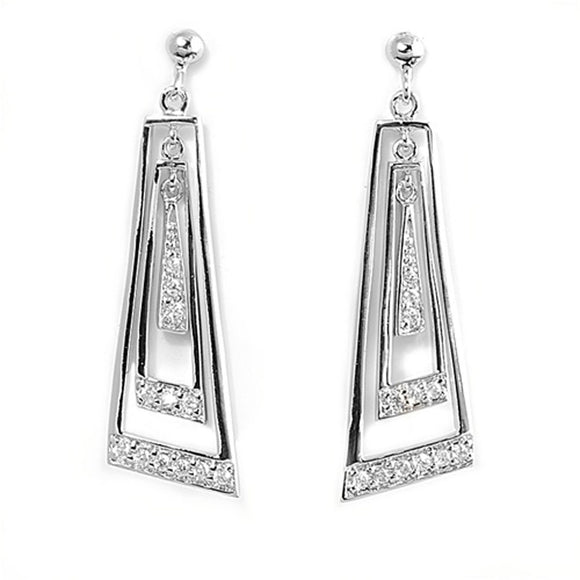 Earrings Clear Simulated CZ .925 Sterling Silver
