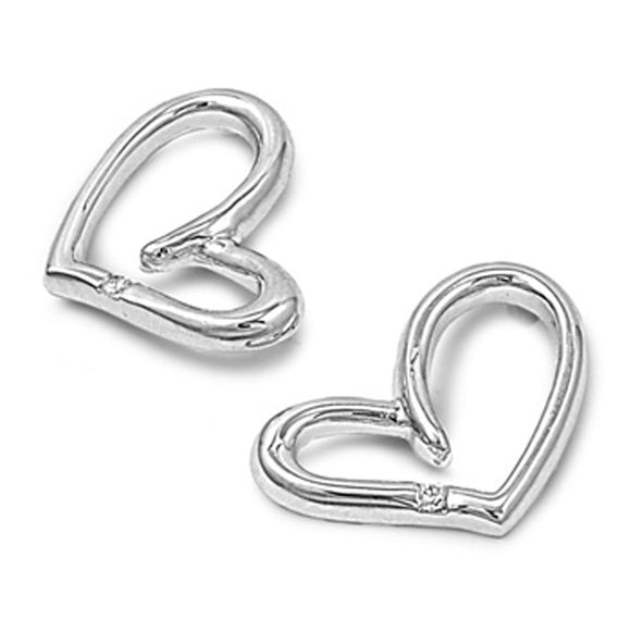 Heart Earrings Clear Simulated CZ .925 Sterling Silver